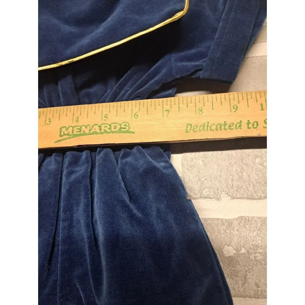 Vintage Blue Velvet Sailor Romper Little Goodies by Good Lad ~ 12‎ month